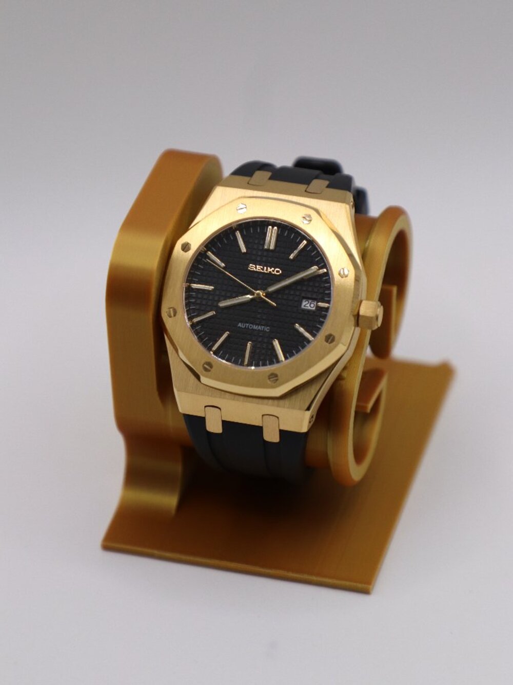 Royal Oak Seiko Mod – 18K Gold & Black Luxury Sport Watch | 42mm